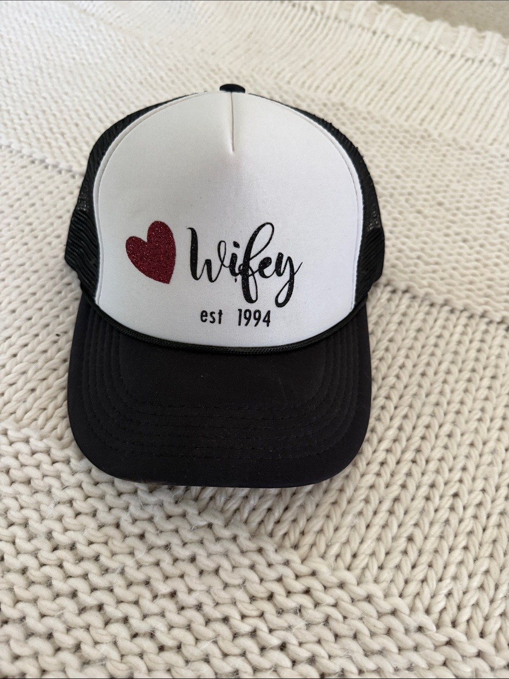 Wifey Trucker Hat with Red Heart